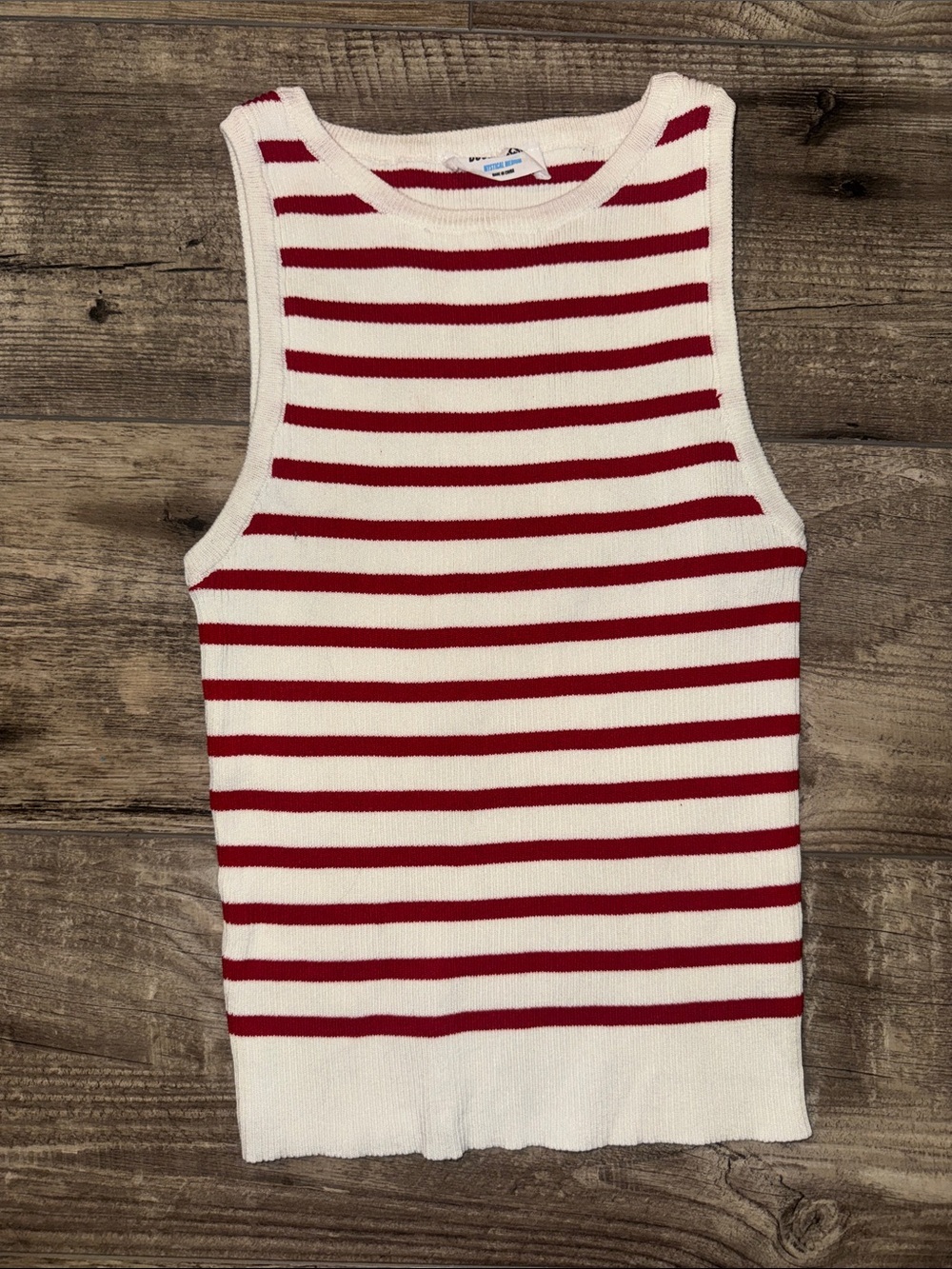 Double Zero Red and Cream Striped Tank